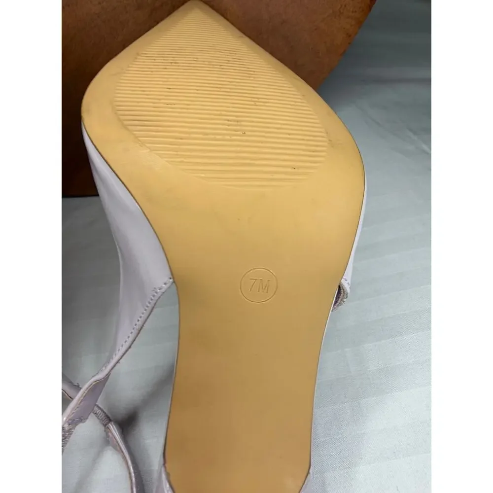 Anne Klein Lilac Patent Slingback Pointed Toe Heels Women’s 7M Dress Pumps